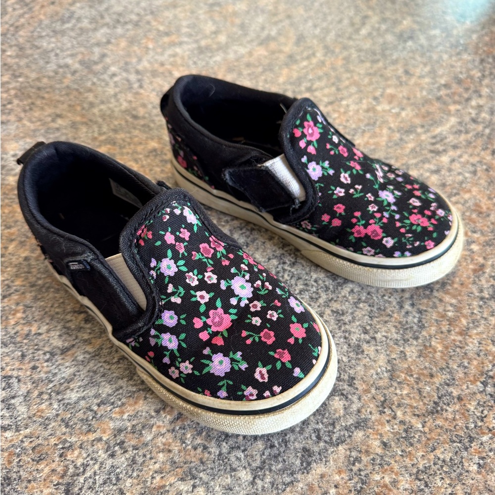 Girls floral Vans classic slip on size 8 toddler